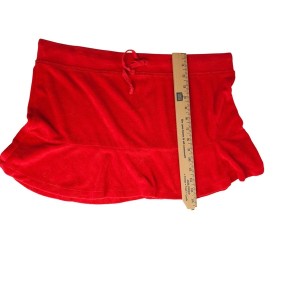 Joe Boxer Red Terrycloth Mini Skirt XL Ruffle Hem Drawstring Y2K Style Soft Girl - Picture 6 of 7